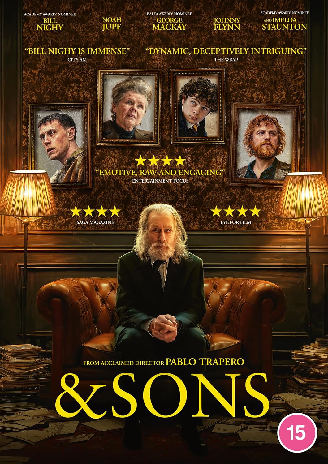 DVD cover for "& Sons" featuring portraits and a man in a suit.