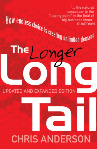 Red book cover with white text: "The Longer Long Tail" by Chris Anderson.