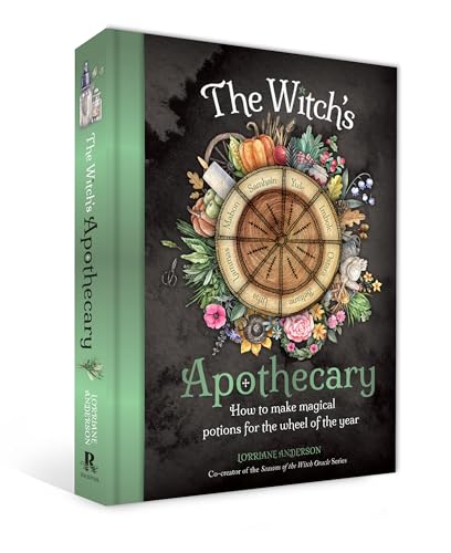 Book cover titled The Witch's Apothecary featuring a wheel of the year illustration.