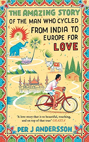 "Book cover with colorful illustrations and title 'The Amazing Story of the Man Who Cycled'".