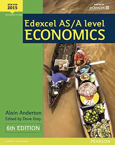 Textbook cover titled Edexcel AS/A level Economics showing two people in boats on water.