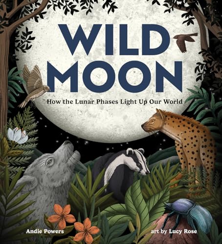 Book cover with a full moon and illustrations of nocturnal animals.