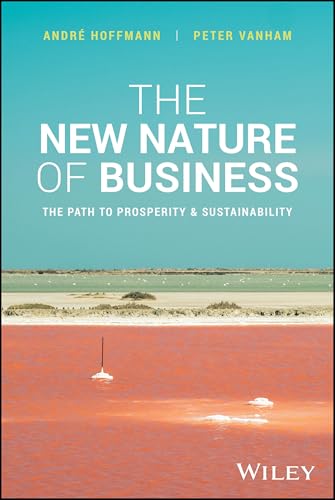 Book cover: “The New Nature Of Business” with pink water landscape.