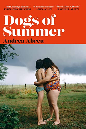 Photograph of dogs on a summer scene, likely on a book cover with text.