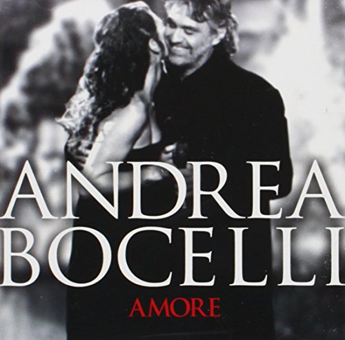 Black and white cover art showing Andrea Bocelli embracing a woman, with text overlay.
