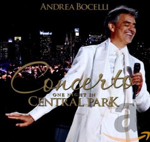 Andrea Bocelli CD cover featuring him performing with an orchestra.