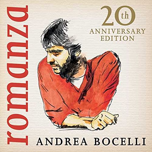 Andrea Bocelli "Romanza" 20th Anniversary Edition CD cover with portrait.