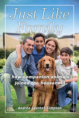 Book cover: family with golden retriever, title “Just Like Family.”