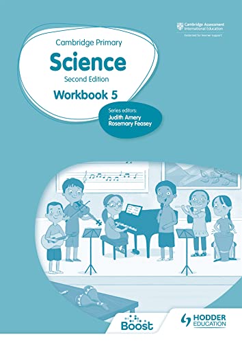 Cambridge Primary Science Workbook 5 cover with children playing instruments.