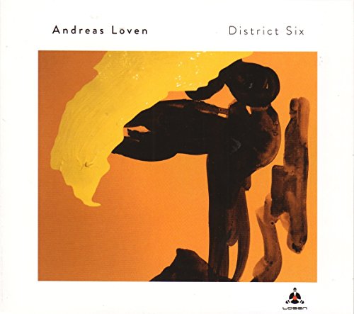 CD cover for Andreas Loven’s “District Six” with abstract orange and black shapes.