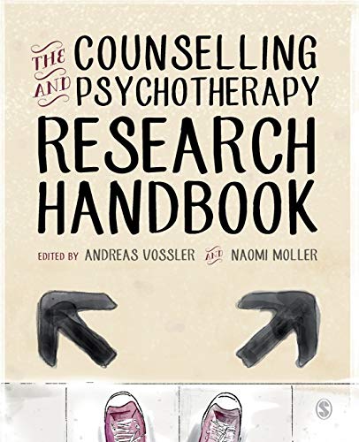 Book cover: "The Counselling and Psychotherapy Research Handbook" with sketched feet.