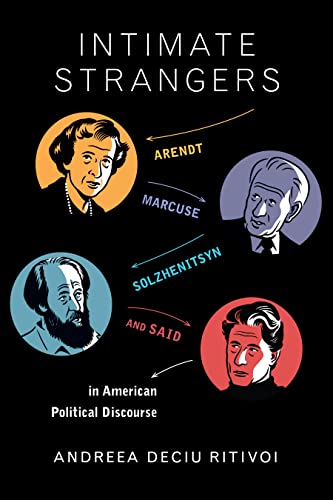 Book cover: āIntimate Strangers: Arendtā with portraits of intellectuals.