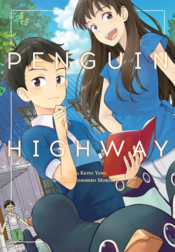 Manga cover with a boy, a girl, and a large penguin in the foreground.