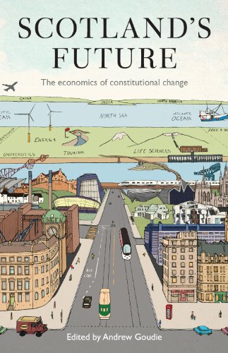 Book cover depicting Scottish landmarks and industries, titled "Scotland's Future.
