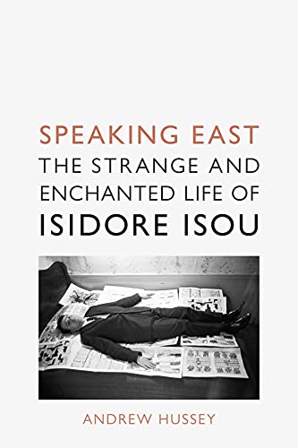 Book cover featuring a black and white photo of a man lying on newspapers.