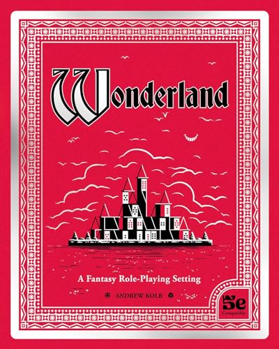 Red card back design with a white castle on a wavy sea.