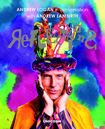 Book cover featuring artist Andrew Logan wearing a colorful, ornate hat.