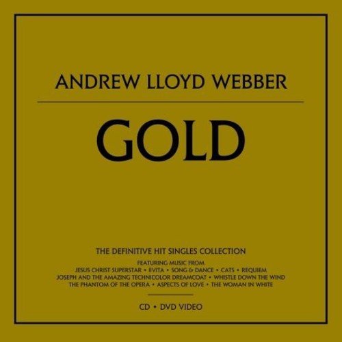 Gold CD cover for Andrew Lloyd Webber’s hit singles collection.
