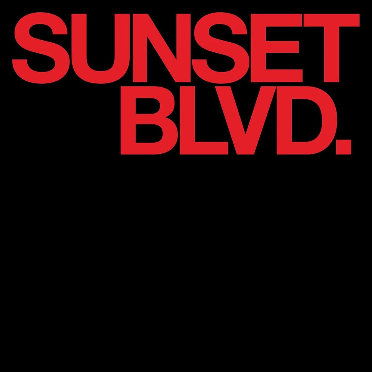 Sunset BLVD." album cover, red text on black background, CD format.