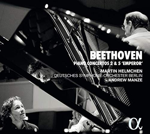 Black and white CD cover featuring a grand piano and three musicians.