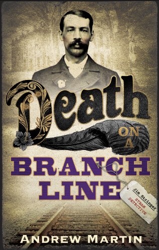 Book cover: vintage portrait, train tracks, and ornate purple title text.