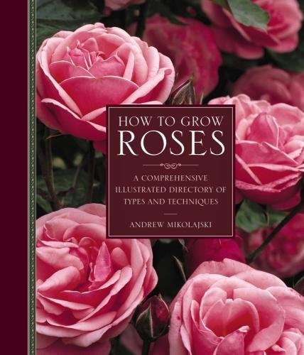 Book cover featuring pink roses and the title "How to Grow Roses.