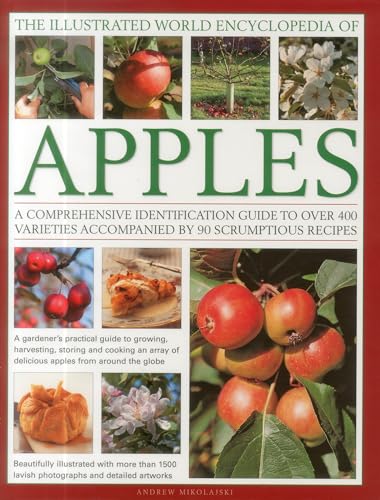 Book cover featuring apples, blossoms, and recipes; red background.