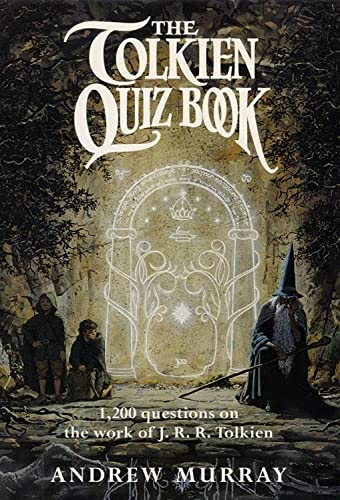 Book cover: "The Tolkien Quiz Book" with hobbits and Gandalf imagery.