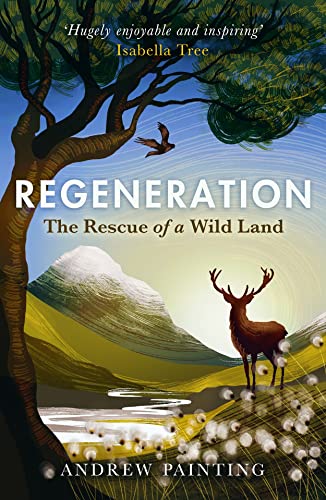 Book cover showing a stag in a wild landscape with mountains and a tree.