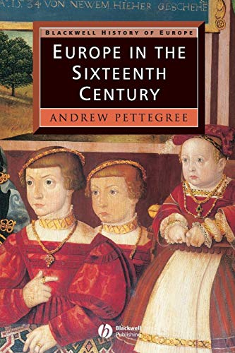 Book cover: "Europe in the Sixteenth Century" with Renaissance portrait details.