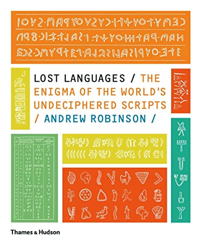 Book cover featuring undeciphered scripts and the title "Lost Languages.