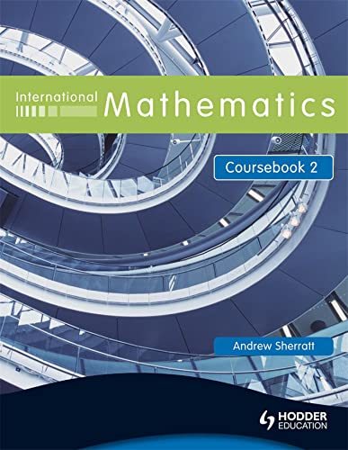 Textbook cover: "International Mathematics Coursebook 2" with spiral staircase image.