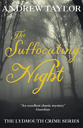 Book cover: dark forest scene with gold title, “The Suffocating Night.”