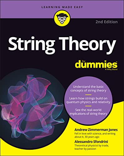 Book cover: "String Theory For Dummies," 2nd edition, with abstract purple design.