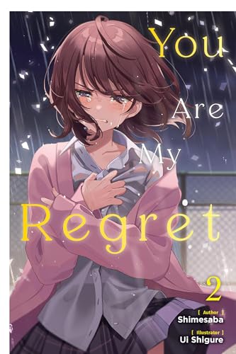 Book cover: sad anime girl in a pink jacket, rain falling.
