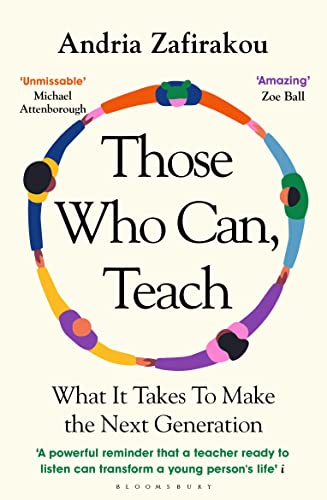 Book cover: "Those Who Can, Teach" with colorful circular design.