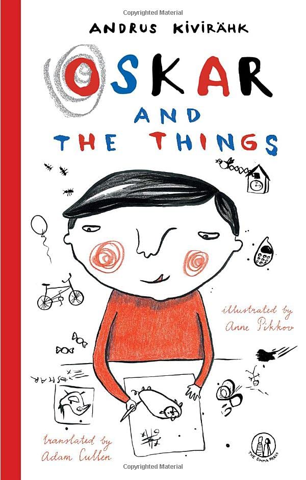 Book cover: childlike drawing of a boy surrounded by sketched objects.