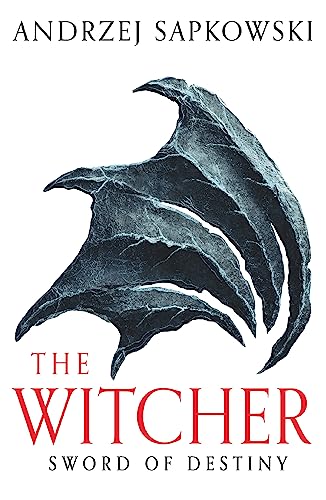 Book cover for The Witcher: Sword of Destiny by Andrzej Sapkowski featuring a dragon wing.