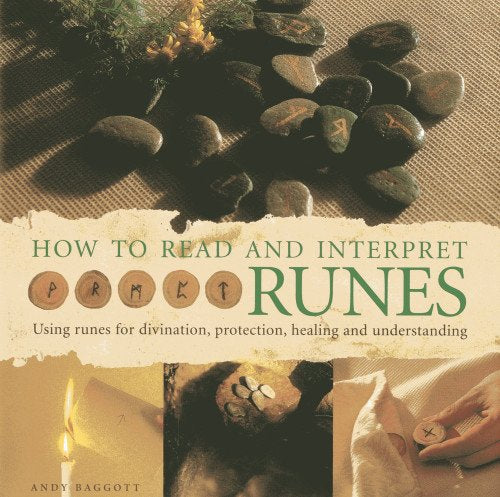 Book cover showing dark stones with runes, a candle, and a hand holding a rune.