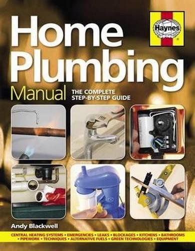 Book cover for Haynes Home Plumbing Manual featuring six instructional photos of plumbing tasks.