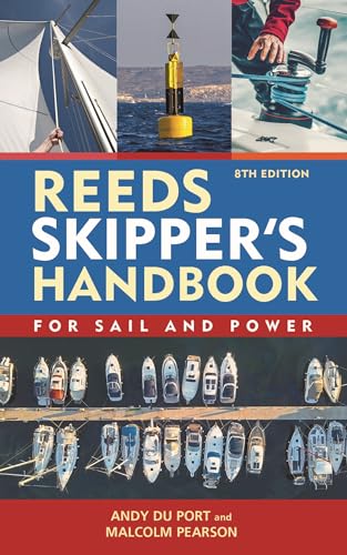 Book cover for Reeds Skipper's Handbook 8th edition showing sailing imagery and moored boats.