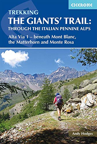 A hiker with a backpack walks along a mountain trail toward snow-capped peaks.