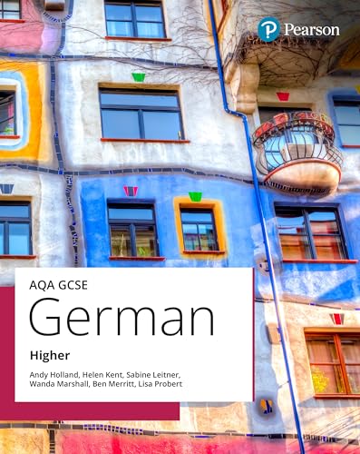 AQA GCSE German Higher textbook cover featuring a colorful, uniquely shaped building facade.