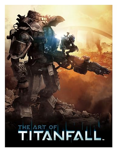 Book cover featuring a pilot on a Titan amidst a war-torn cityscape.