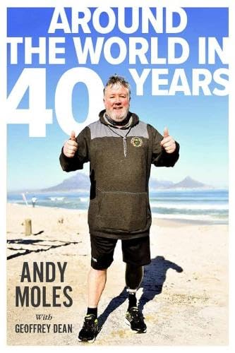 Book cover: man on beach giving thumbs up, titled "Around the World".