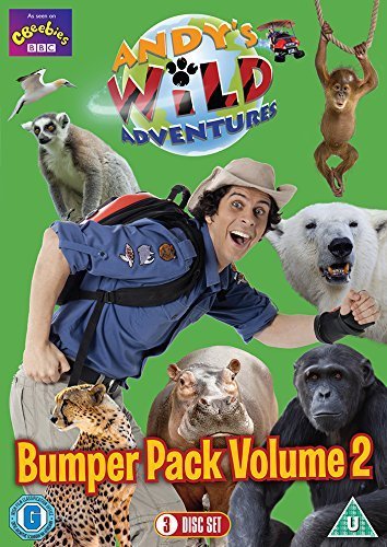 "DVD cover features man in safari outfit with various wild animals on green background."