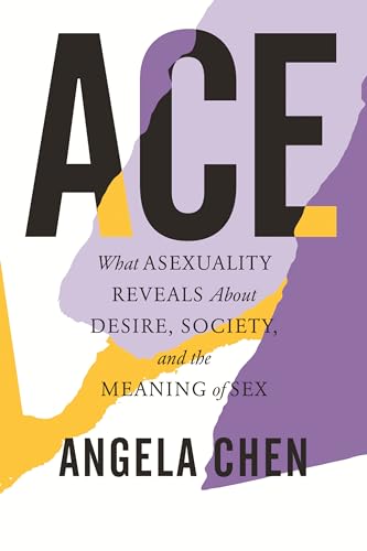 Book cover for Ace by Angela Chen with purple and yellow abstract shapes.