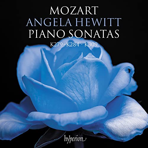 CD cover: Blue rose with "Mozart" and "Angela Hewitt" text.
