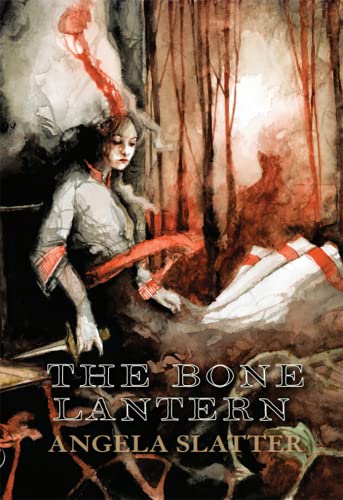 Painted book cover featuring a woman in a dark, misty forest setting.