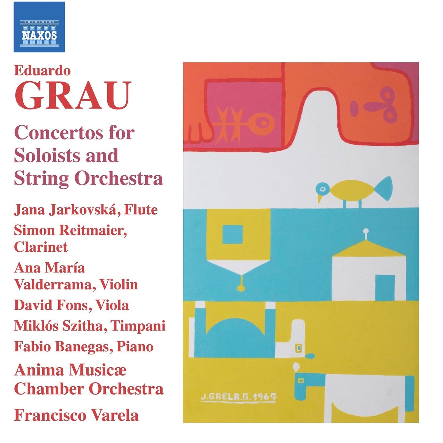 CD cover for Grau Concertos, featuring abstract colorful buildings.